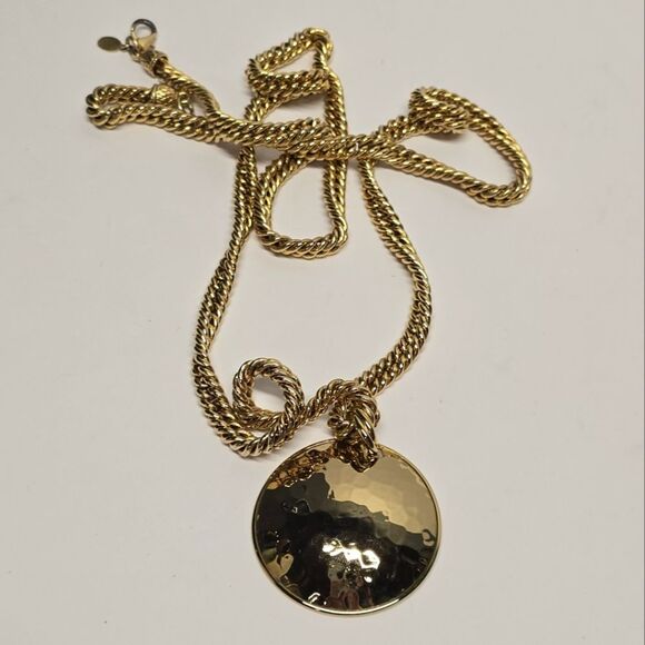 Carolee Lux Extra Long Heavy Chunky Gold Chain Necklace With Bronzallure Pendant - Picture 1 of 11